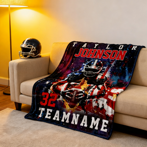Custom Any Name And Number - Personalized American Football Blanket