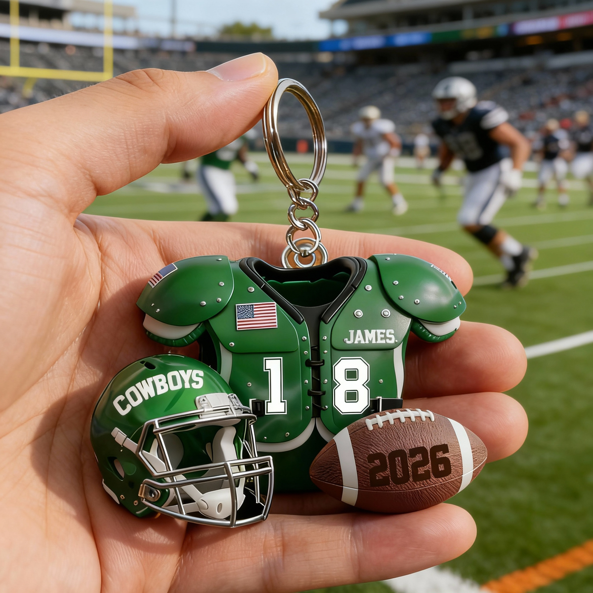 Football Season - Personalized Football Keychain