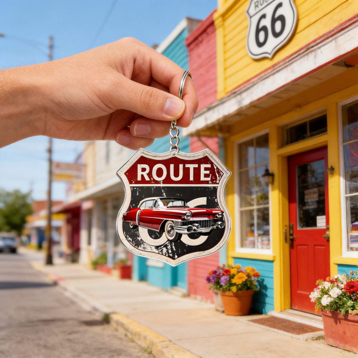 Route Sign Keychain Custom Photo Route 66 Personalized Acrylic Keychain Gift For Car Lover ...