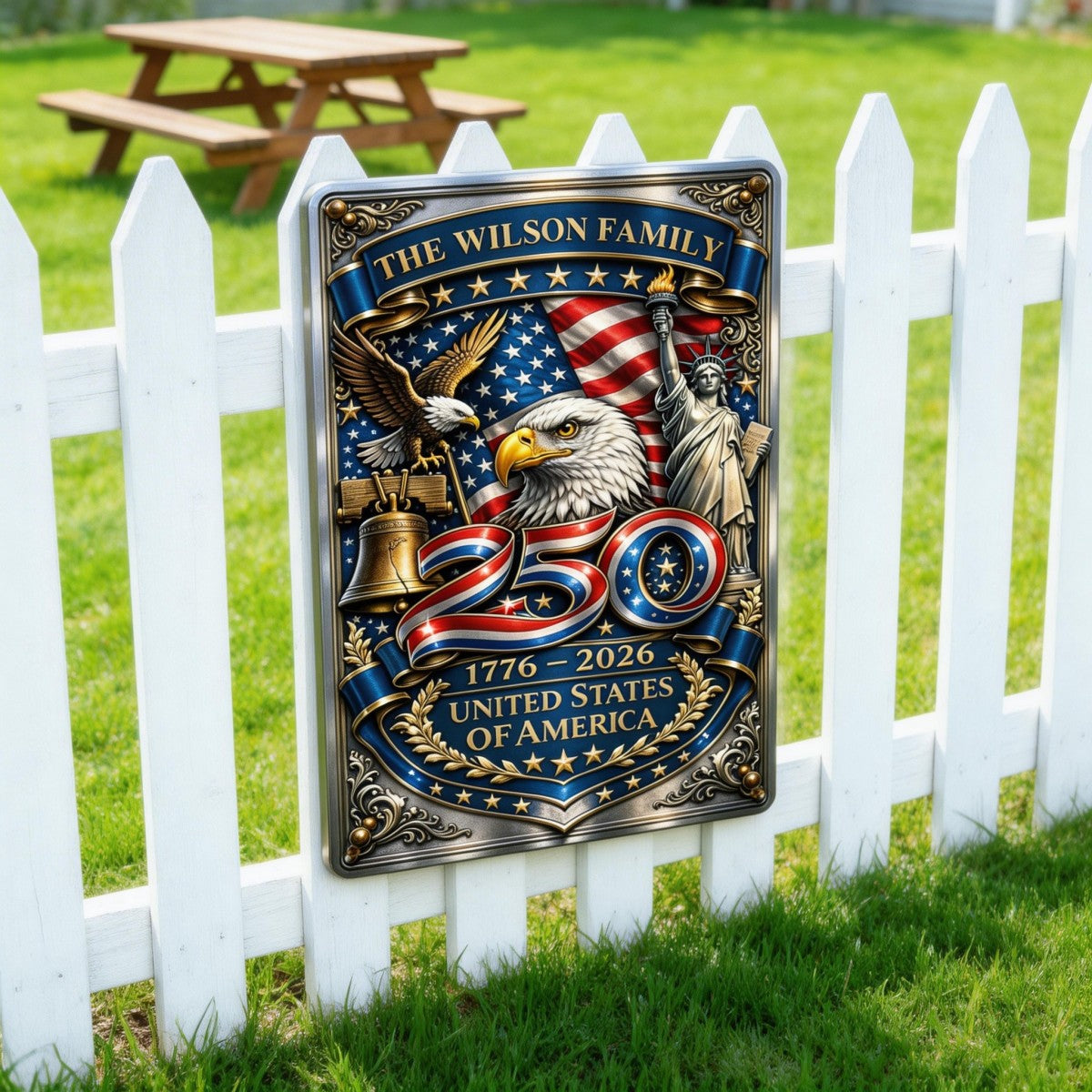 America 250th- Personalized Metal Sign, Custom Home Decor Metal Sign