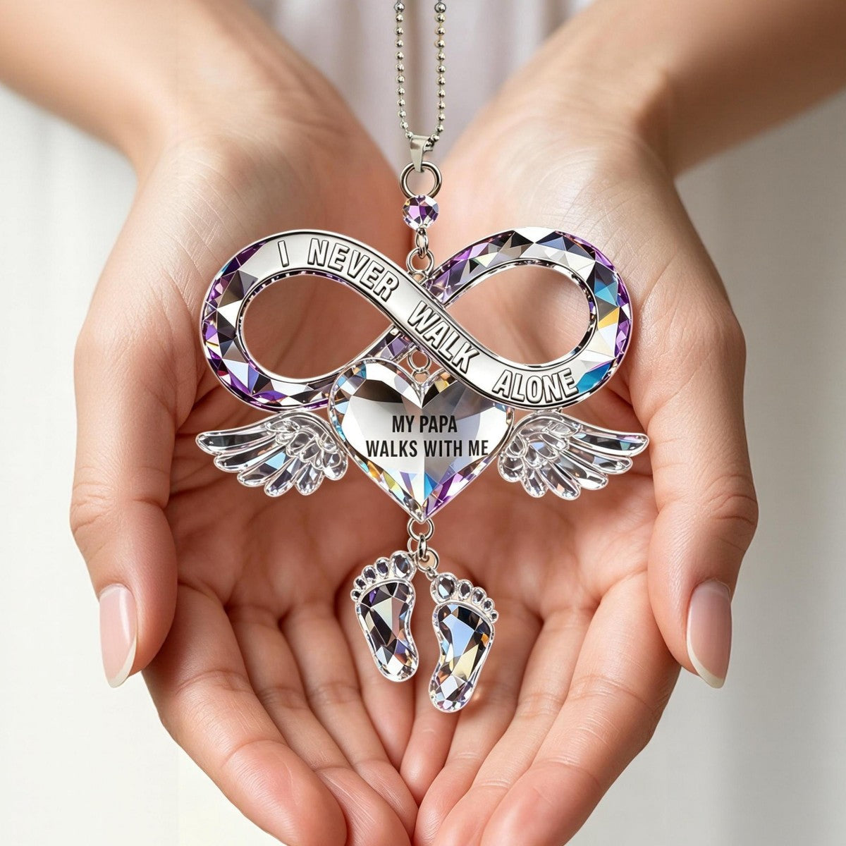 I NEVER WALK ALONE Personalized Infinity Love Keepsake Ornament
