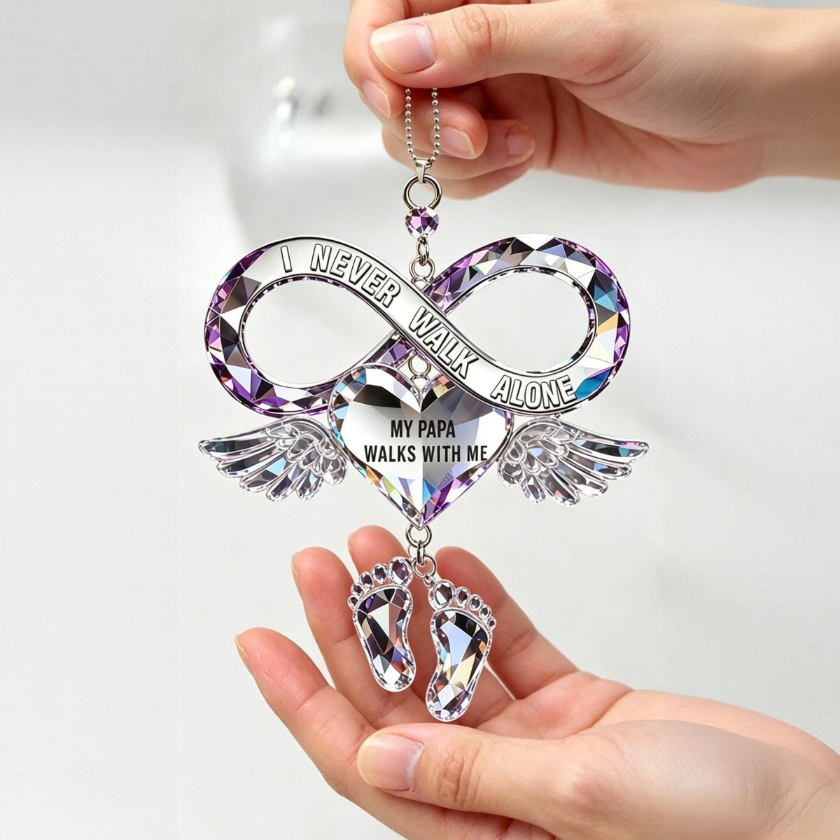 I NEVER WALK ALONE Personalized Infinity Love Keepsake Ornament