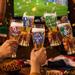 Personalized 2026 Soccer Country Beer Glass | Perfect For Fan Events & Tailgates