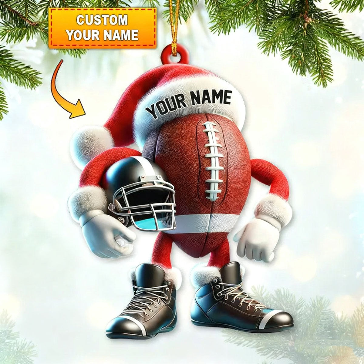 Custom Name football Personalized Acrylic Ornament football Lover Christmas Gift