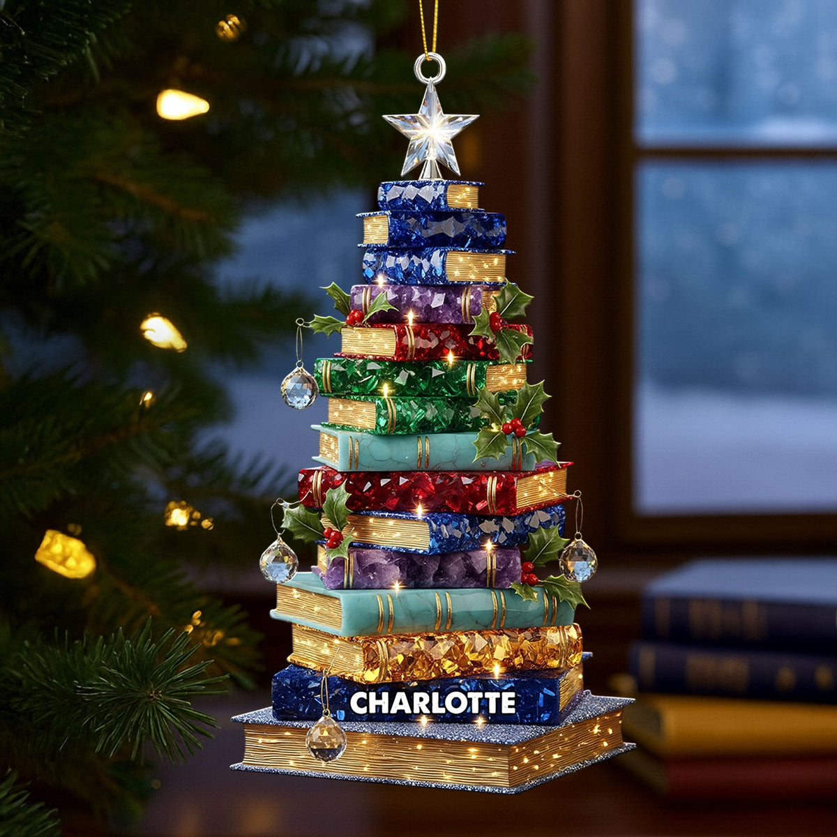 Christmas Book Tree Personalized Ornament