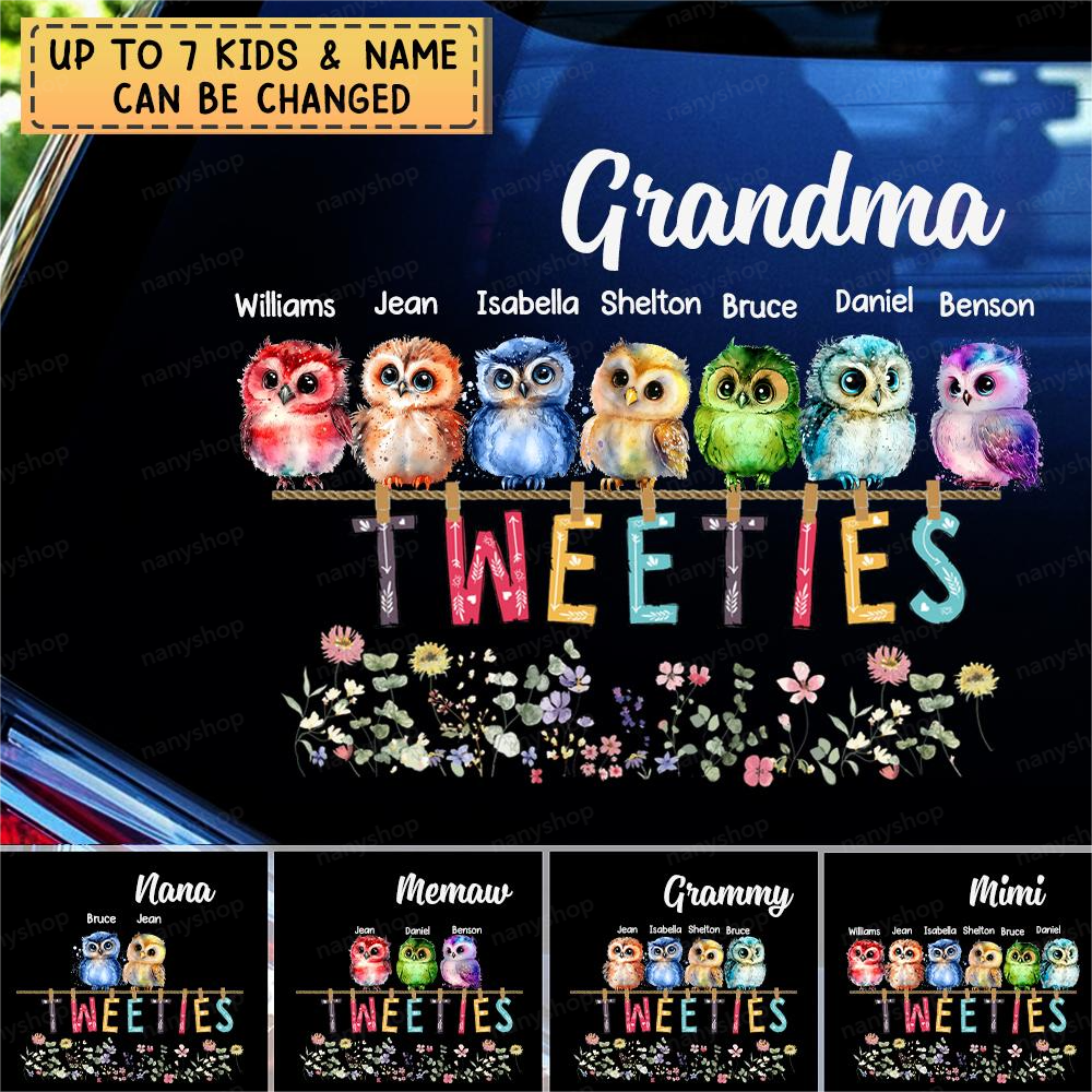 Personalized Grandma's Tweeties, Cute Little Birds Gift For Grandparents Decal