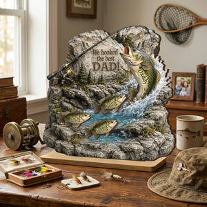 Fishing Dad And Kids Together - Personalized Wooden Plaque - Heartfelt Gift For Fishing Dad, Gift For Husband