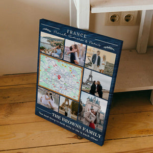 Personalized Honeymoon Photo Collage Canvas, Travel Memory Map Gift Ideas