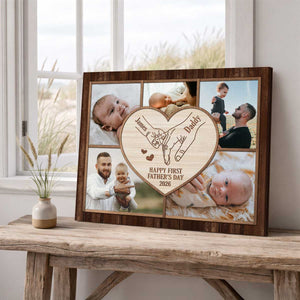 Personalized New Dad Photo Collage Canvas Poster – 1st Father's Day Gift – Custom Baby Dad Holding Hands Print – First Time Dad Gift from Baby