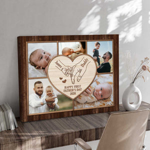 Personalized New Dad Photo Collage Canvas Poster – 1st Father's Day Gift – Custom Baby Dad Holding Hands Print – First Time Dad Gift from Baby