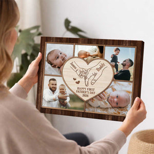 Personalized New Dad Photo Collage Canvas Poster – 1st Father's Day Gift – Custom Baby Dad Holding Hands Print – First Time Dad Gift from Baby