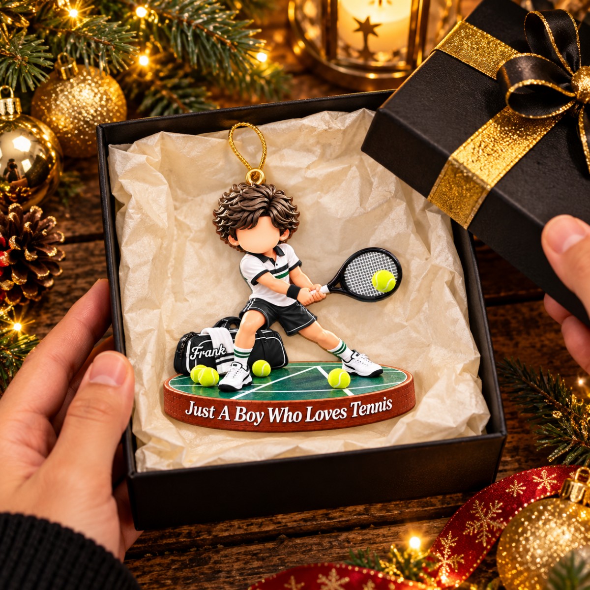 Just A Boy Who Loves Tennis - Personalized Christmas Ornament, Tennis Gift for Tennis Boy Tennis Girl