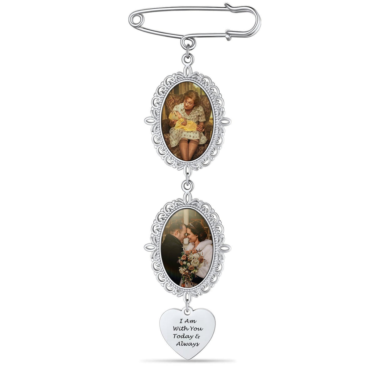 Personalized Wedding Bouquet Picture Charms Brooch Pins