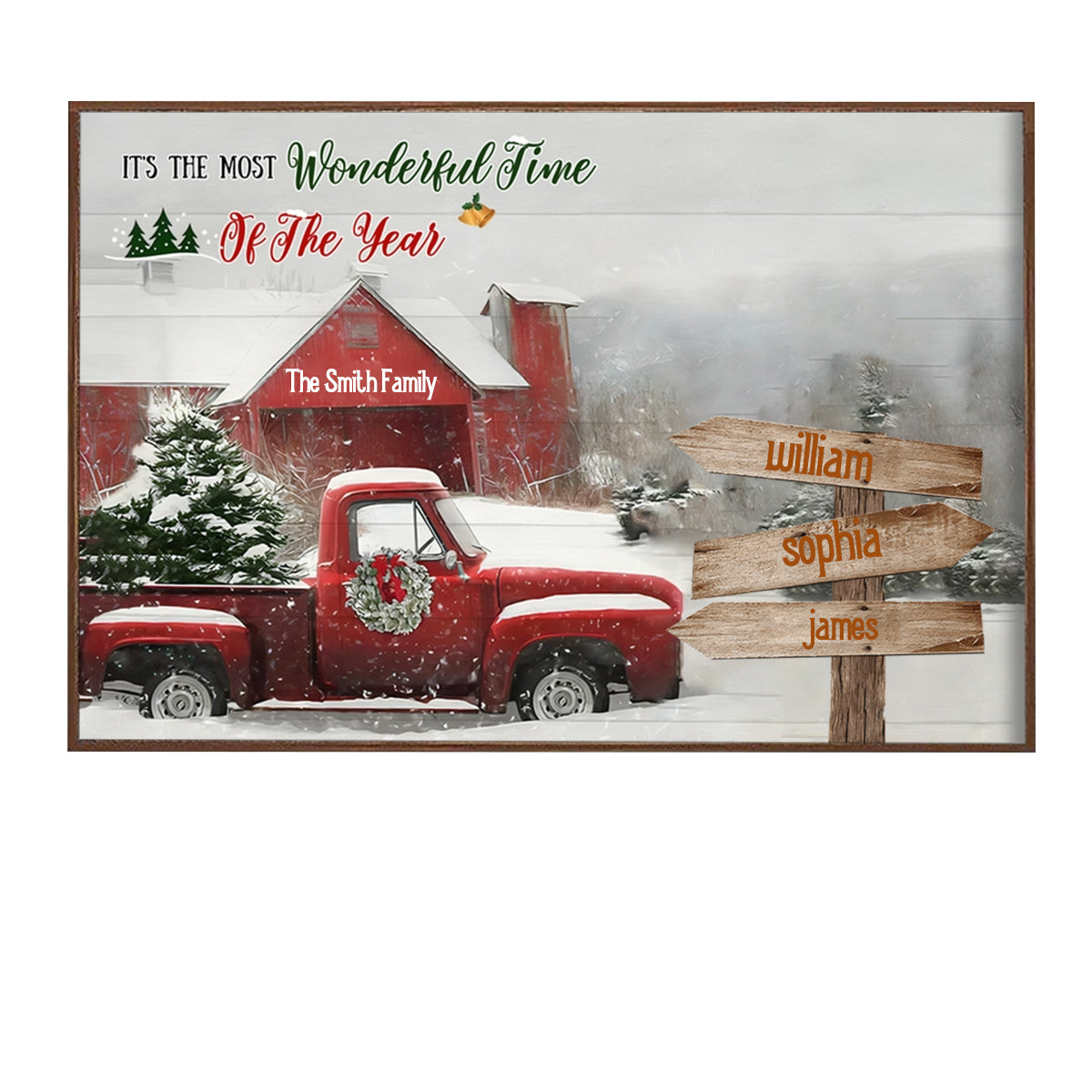Family is The Greatest Christmas Gift Personalized Vintage Snow Truck Poster