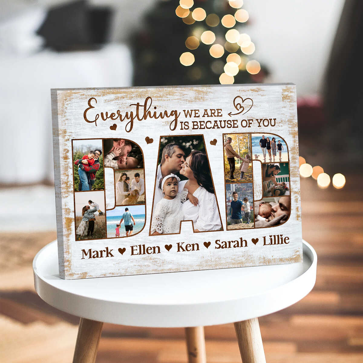 DAD Photo Collage Gift, Personalized Dad Canvas Print, Father’s Day Gift for Husband