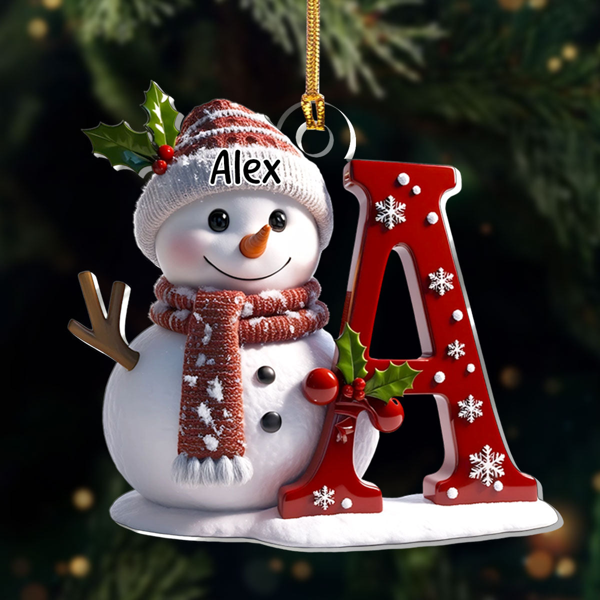 Snowman Letter - Personalized Acrylic Ornament
