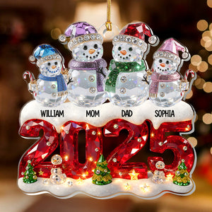 Snowman Family Christmas - Personalized Acrylic Ornament