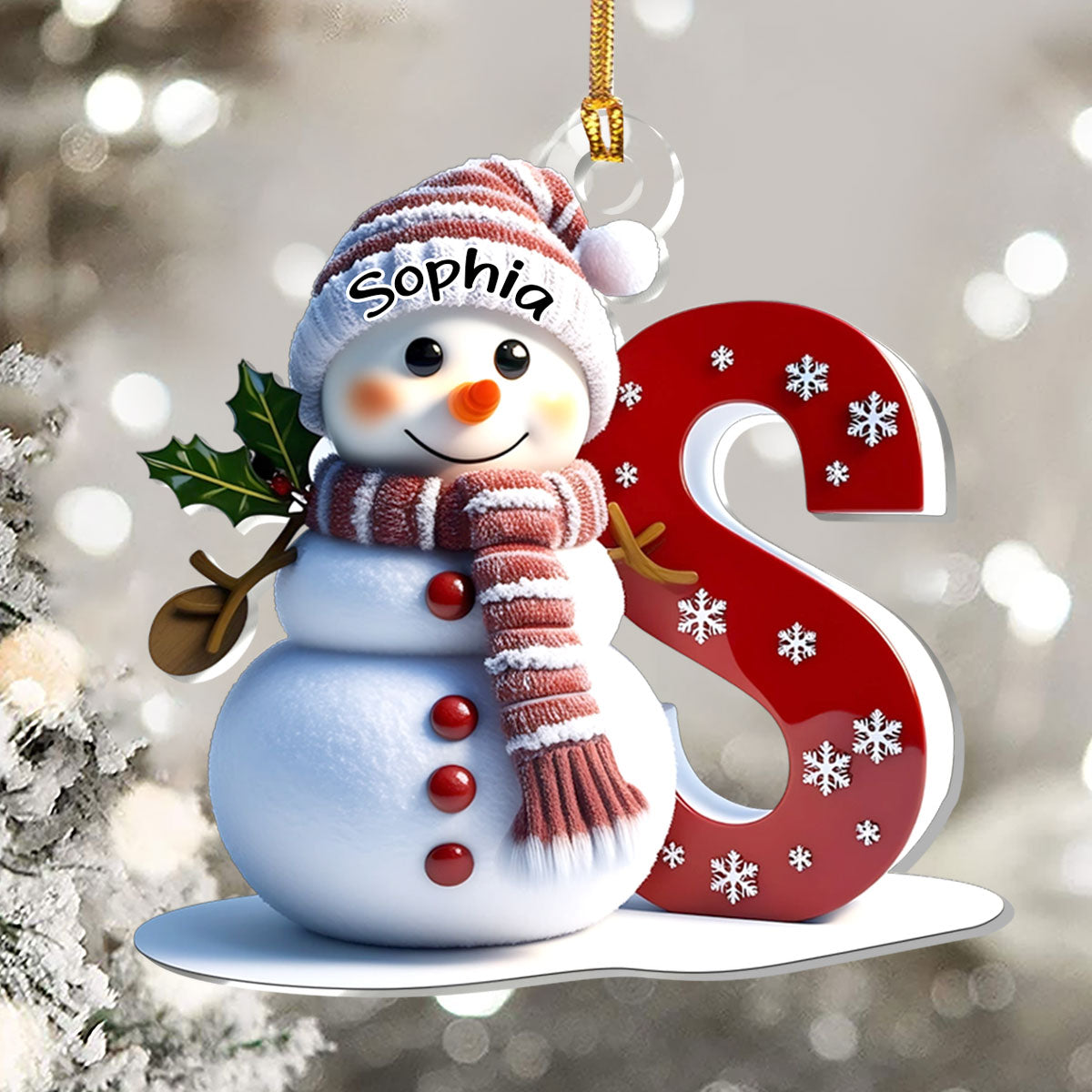 Snowman Letter - Personalized Acrylic Ornament