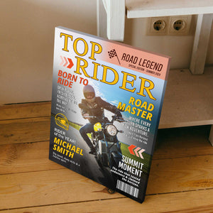 Custom Motorcyclist Magazine Cover Personalized Canvas/Poster Motorcycle Rider Gift