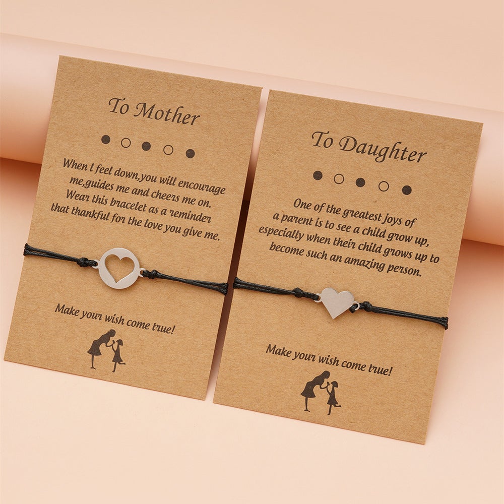 To My Mother/Daughter Heart Card Bracelets