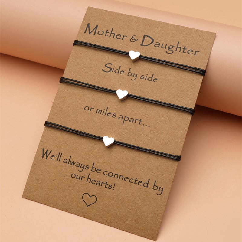 Mother&Daughter Heart Card Bracelets For 2/3