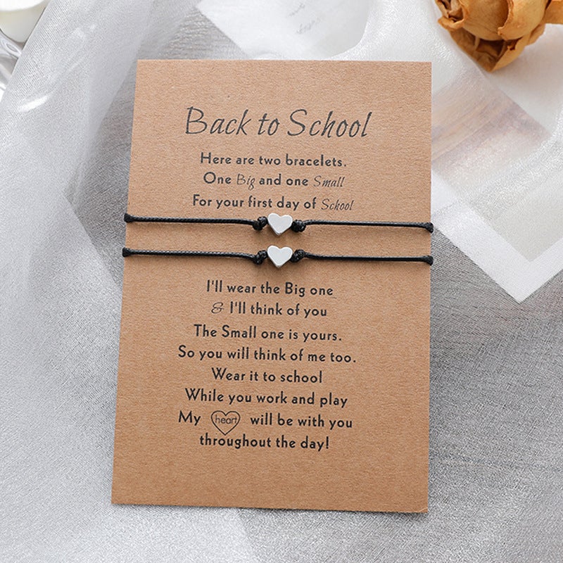 To My Children Back To School Heart Card Bracelets