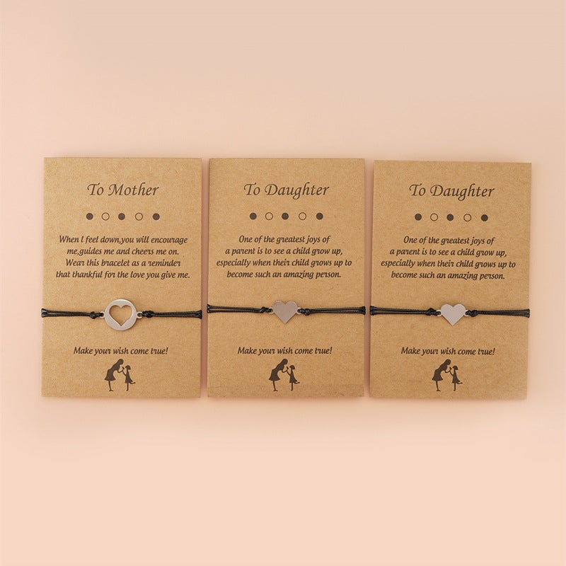 To Mother&2 Daughter Heart/Butterfly Card Bracelets