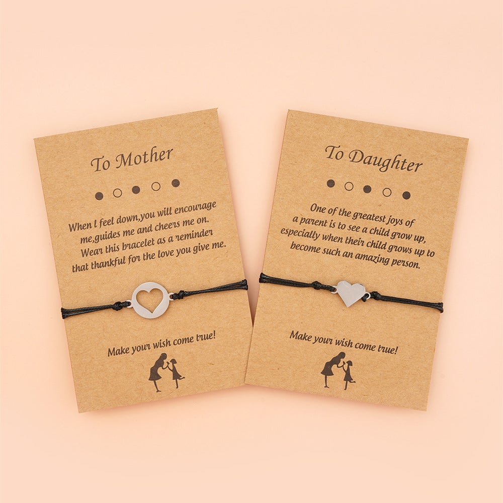 To My Mother/Daughter Heart Card Bracelets