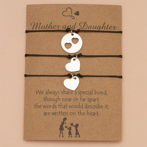 Mother & 2 Daughter Heart Card Bracelets