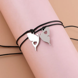 Butterfly Heart Couple/Friends Card Bracelets