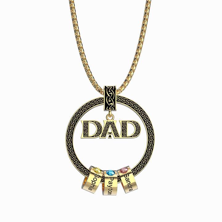 To My Dad-Personalized Circle Pendant with Custom Beads Birthstone Pendant Necklace