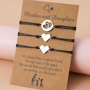 Mother and 2 Daughters Heart Card Bracelets