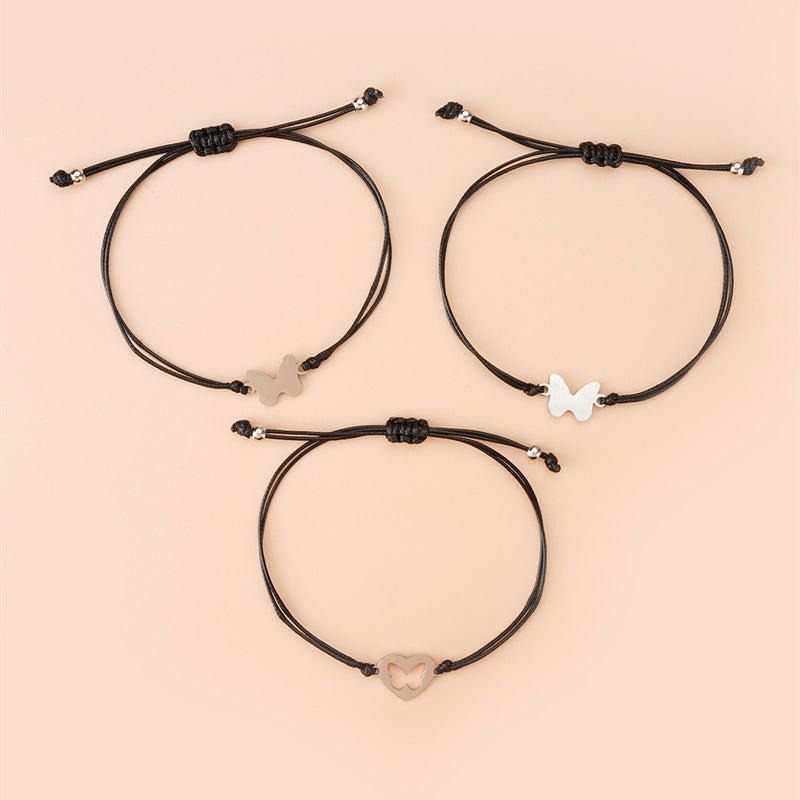 To Mother&2 Daughter Heart/Butterfly Card Bracelets