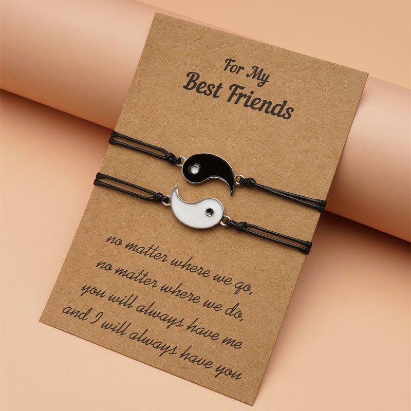 National style Yin Yang gossip Best Friends Card Bracelets