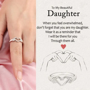 To My Daughter, S925 Silver I will be there for you Heart Gesture Ring