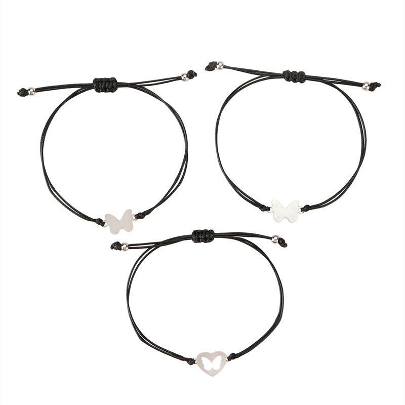 To Mother&2 Daughter Heart/Butterfly Card Bracelets