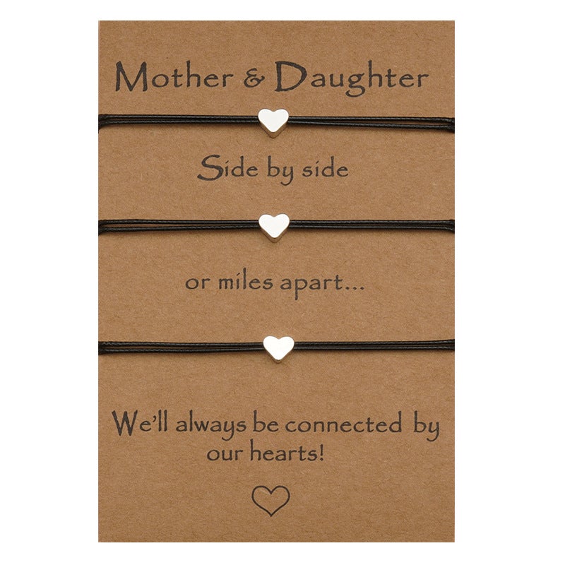 Mother&Daughter Heart Card Bracelets For 2/3