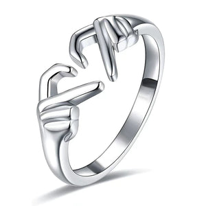 To My Daughter, S925 Silver I will be there for you Heart Gesture Ring