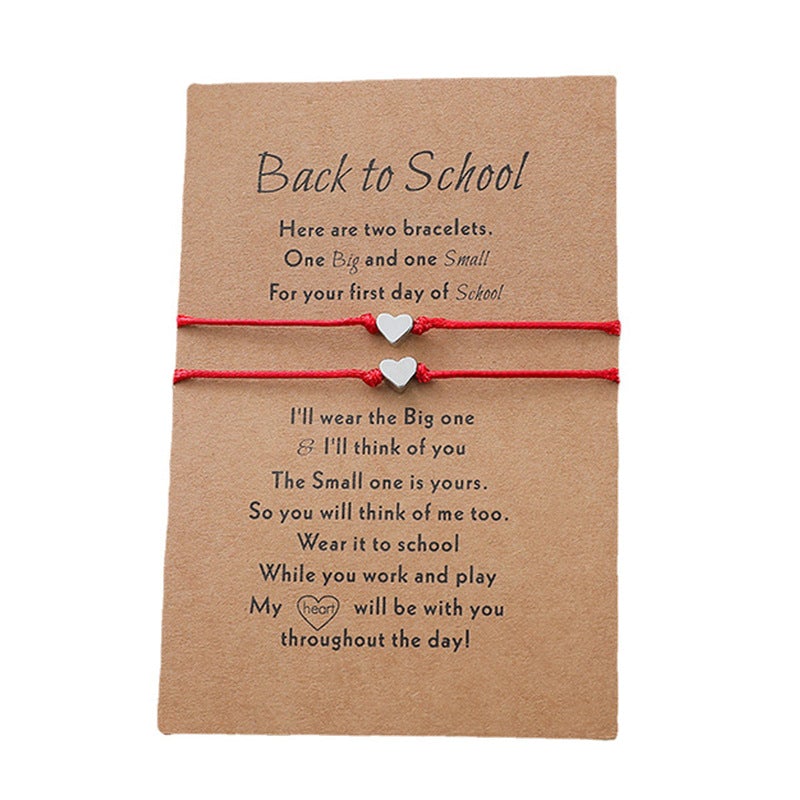 To My Children Back To School Heart Card Bracelets