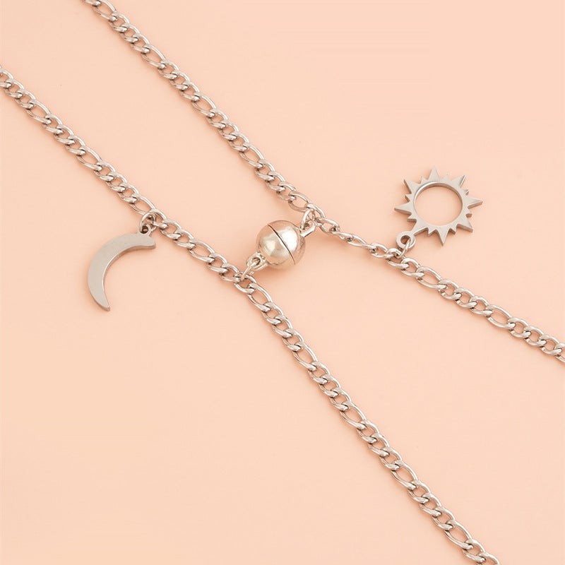 Sun Moon magnetic clasp Couple Chain Bracelets