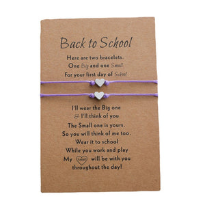 To My Children Back To School Heart Card Bracelets
