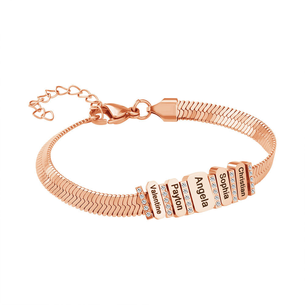 Personalized Family/Firends Name Bead Flat Snake Chain Bracelet