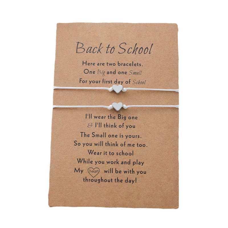 To My Children Back To School Heart Card Bracelets