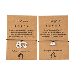 To Mother & Daughter Elephant Card Bracelets