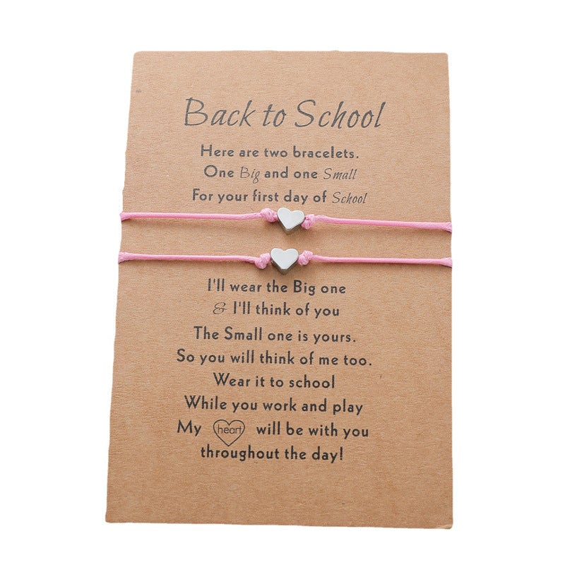 To My Children Back To School Heart Card Bracelets