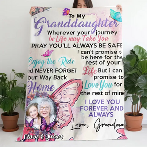 Personalized Upload Photo To My Granddaughter Love You Forever Blanket