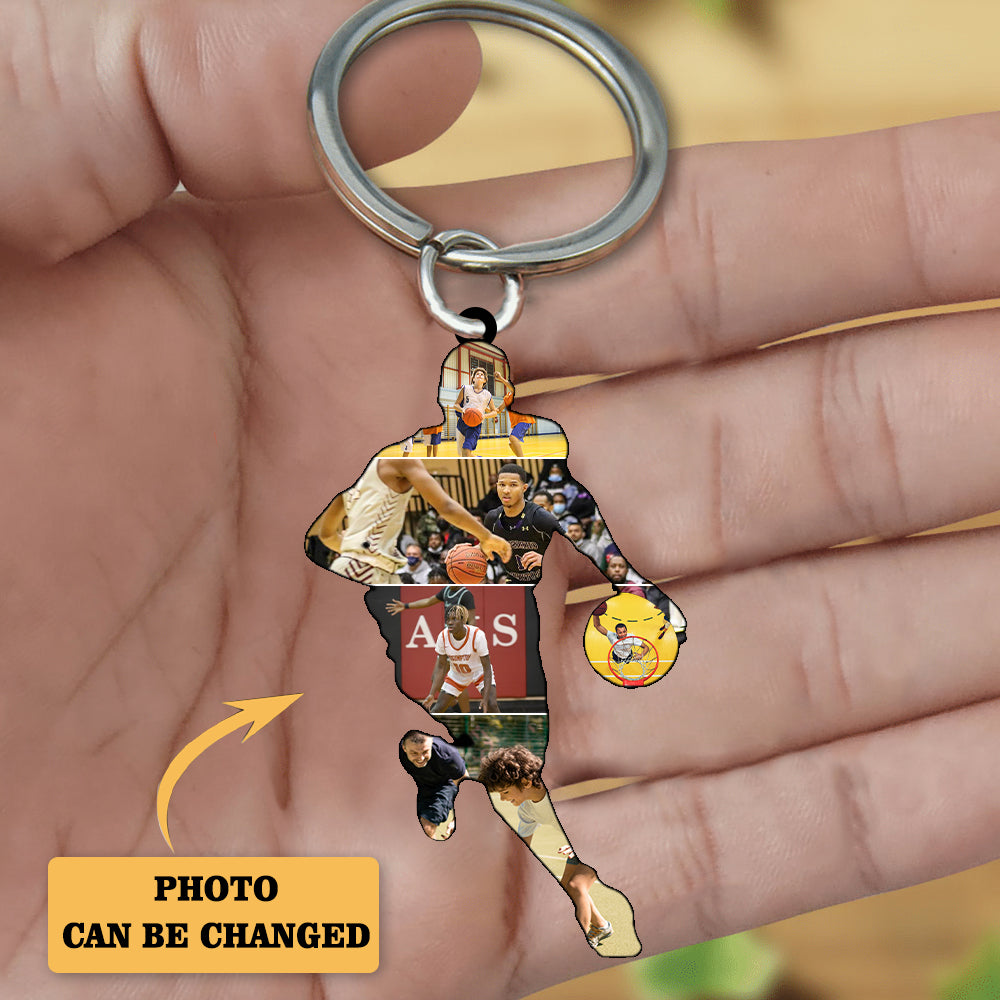 Personalized Basketball player Shaped Ornament, Basketball Photo Keychain