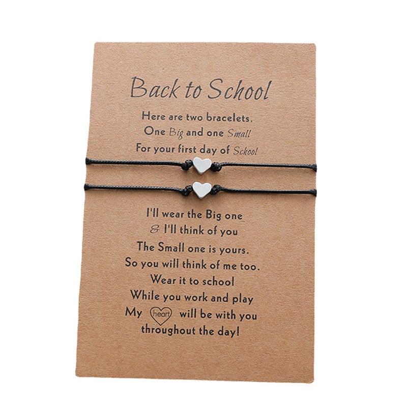 To My Children Back To School Heart Card Bracelets