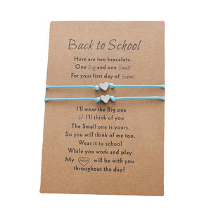 To My Children Back To School Heart Card Bracelets