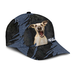 Personalized dog Jean Background Custom Name Cap